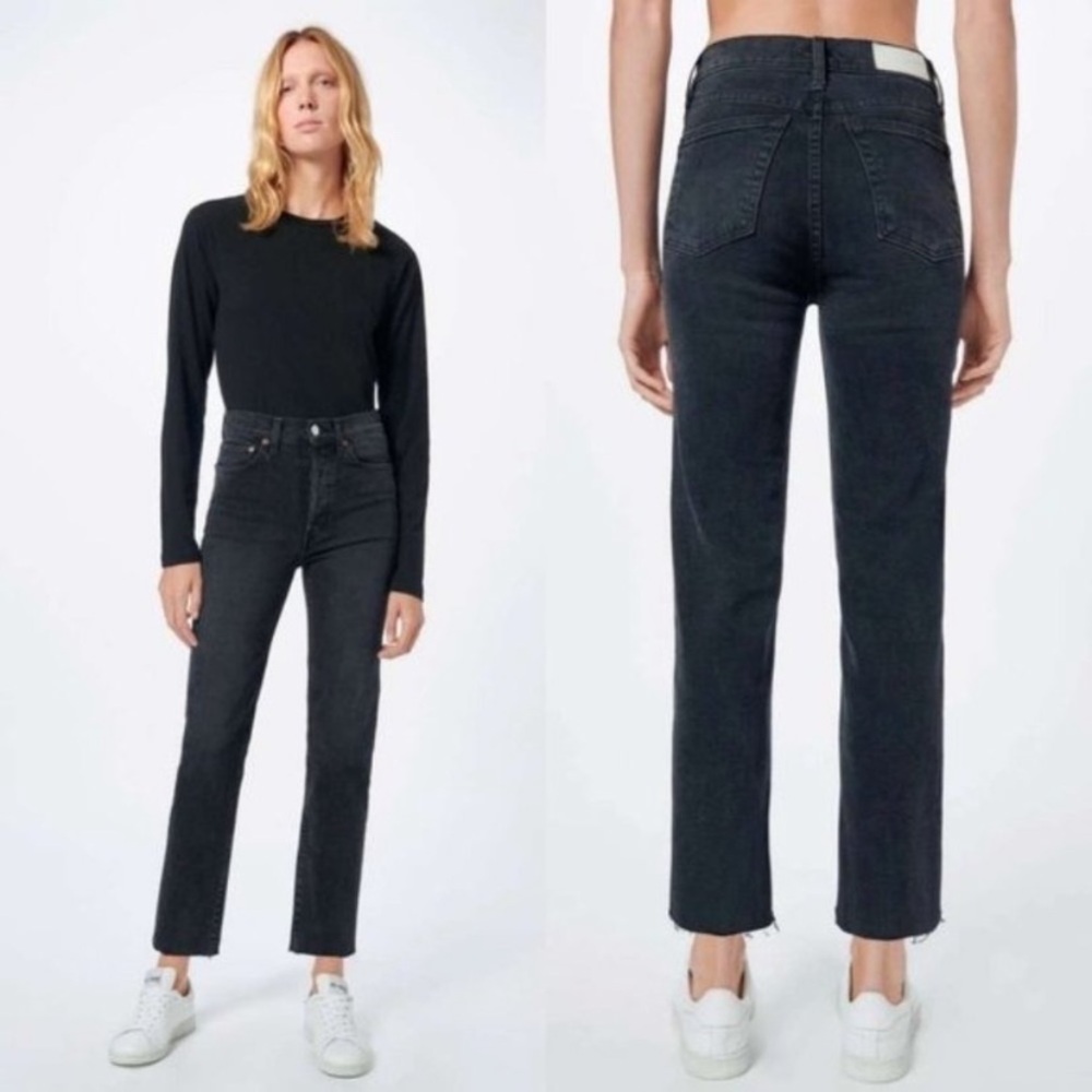 Re/Done High Rise Stove Pipe Button Fly Jeans